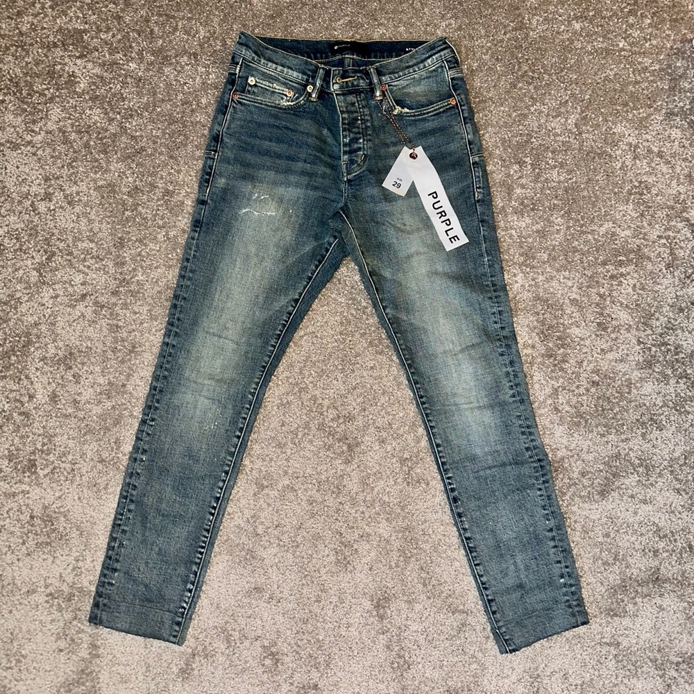 Blue Skinny Jeans with Stretch and Distressed Look